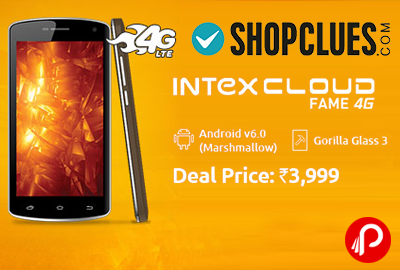 Intex Cloud Fame 4G Mobile 1GB RAM Just Rs.3999 - Shopclues