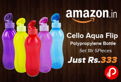Cello Aqua Flip Polypropylene Bottle Set 1ltr 5Pieces Just Rs.333 - Amazon