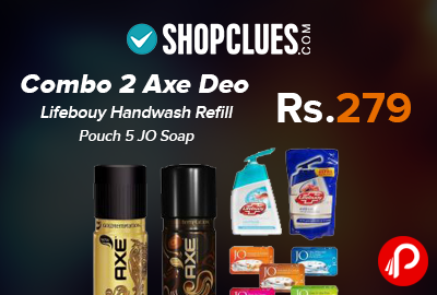 Combo 2 Axe Deo Lifebouy Handwash Refill Pouch 5 JO Soap Just Rs.279 - Shopclues