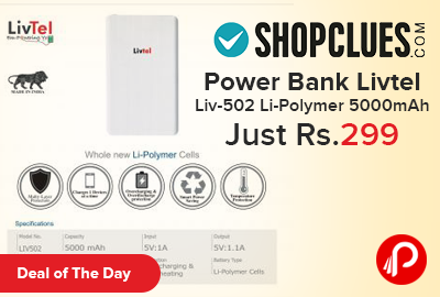Power Bank Livtel Liv-502 Li-Polymer 5000mAh Just Rs.299 - Shopclues