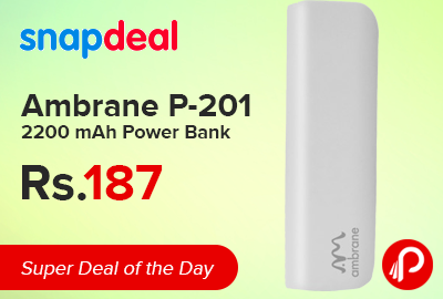 Ambrane P-201 2200 mAh Power Bank just Rs.187 - Snapdeal