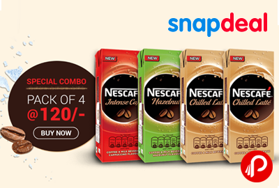 Nescafe 2 Chilled Latte + 1 HazelNut + 1 Intense Cafe Pack of 4 at Rs.120 - Snapdeal