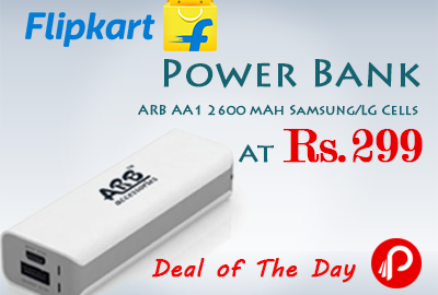 Power Bank ARB AA1 2600 mAh Samsung/LG Cells at Rs.299 - Flipkart