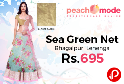 Sea Green Net Bhagalpuri Lehenga Just Rs.695 - PeachMode