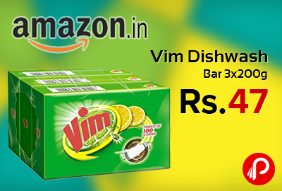 Vim Dishwash Bar 3x200g just at Rs.47 - Amazon