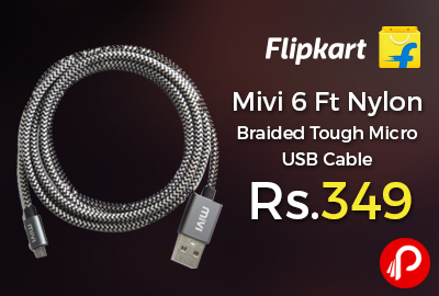 Mivi 6 Ft Nylon Braided Tough Micro USB Cable just Rs.349 - Flipkart