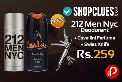 212 Men Nyc Deodorant + Cavallini Perfume + Swiss Knife Just Rs.259 - Shopclues