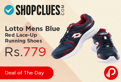 Lotto Mens Blue Red Lace-Up Running Shoes