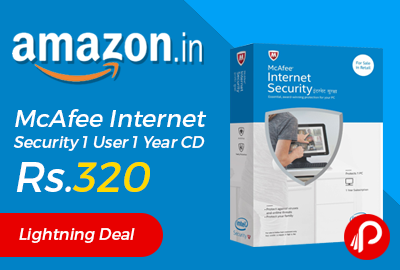 McAfee Internet Security 1 User 1 Year CD just Rs.320 - Amazon