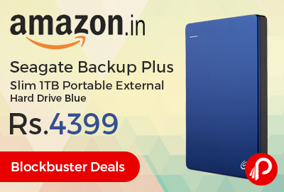 Seagate Backup Plus Slim 1TB Portable External Hard Drive Blue Just Rs.4399 - Amazon