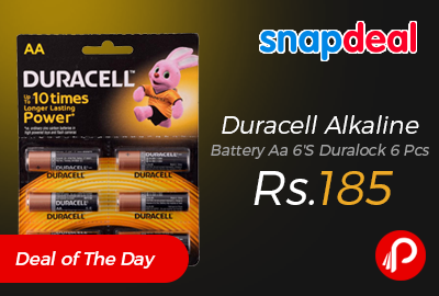 Duracell Alkaline Battery Aa 6'S Duralock 6 Pcs just Rs.185 - Snapdeal