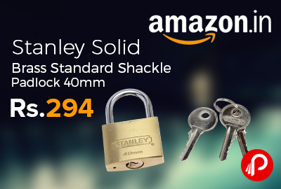 Stanley Solid Brass Standard Shackle Padlock 40mm