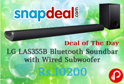LG LAS355B Bluetooth Soundbar with Wired Subwoofer just Rs.10200 - Snapdeal