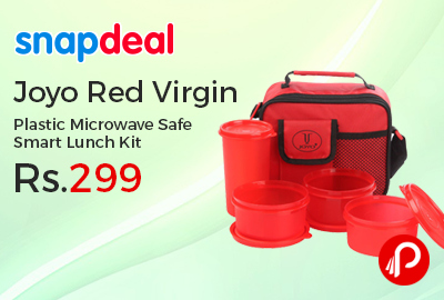 Joyo Red Virgin Plastic Microwave Safe Smart Lunch Kit