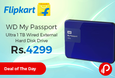 WD My Passport Ultra 1 TB Wired External Hard Disk Drive @ Rs.4299 - Flipkart