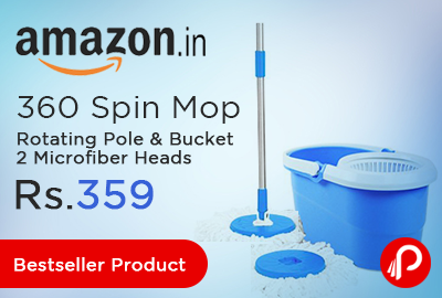 360 Spin Mop Rotating Pole & Bucket 2 Microfiber Heads