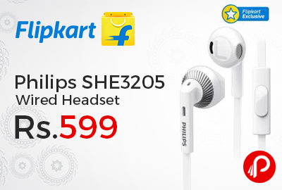 Philips SHE3205 Wired Headset Just Rs.599 - Flipkart
