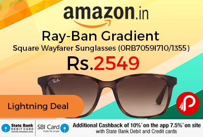 Ray-Ban Gradient Square Wayfarer Sunglasses (0RB7059I710/1355) Just Rs.2549 - Amazon