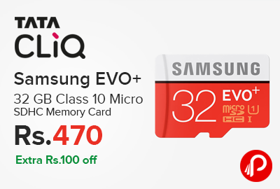 Samsung EVO+ 32 GB Class 10 Micro SDHC Memory Card Only Rs.470 - TataCliq
