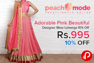 Adorable Pink Beautiful Designer Wear Lehenga 10% Off Just Rs.995 - Peachmode