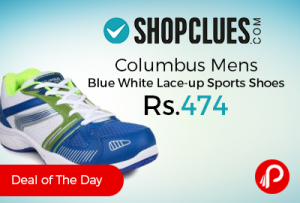 Columbus Mens Blue White Lace-up Sports Shoes Just Rs.474