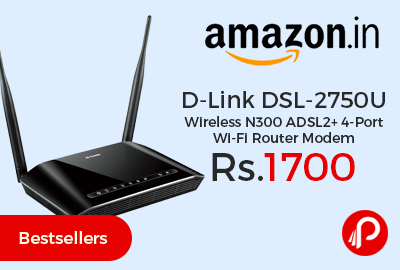 D-Link DSL-2750U Wireless N300 ADSL2+ 4-Port Wi-Fi Router Modem