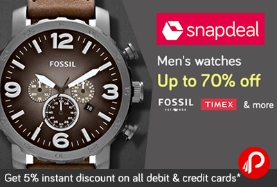 Mens watches Fastrack, Casio, Titan, Timex, Fossil upto 70% off - Snapdeal