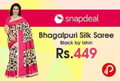 Bhagalpuri Silk Saree Black by Ishin just at Rs.449 - Snapdeal