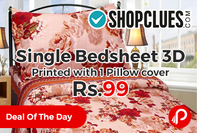 Single Bedsheet 3D Printed with 1 Pillow cover