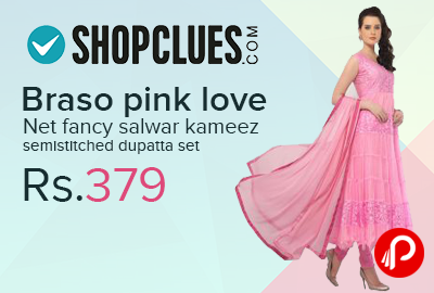 Braso pink love net fancy salwar kameez semistitched dupatta set