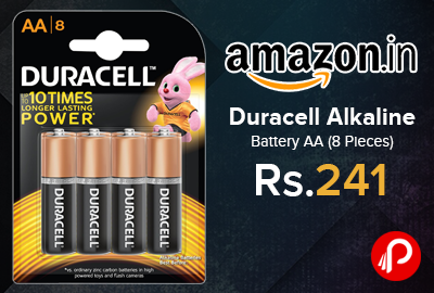 Duracell Alkaline Battery AA (8 Pieces) just at Rs.241 - Amazon