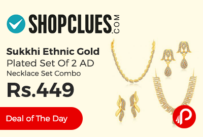 Sukkhi Ethnic Gold Plated Set Of 2 AD Necklace Set Combo