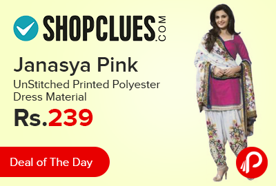 Janasya Pink UnStitched Printed Polyester Dress Material just at Rs.239 - Shopclues