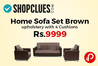Home Sofa Set Brown Upholstery with 4 Cushions