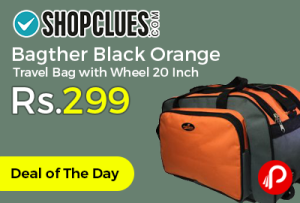 Bagther Black Orange Travel Bag with Wheel 20 Inch at Rs.299