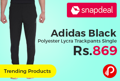 Adidas Black Polyester Lycra Trackpants Single