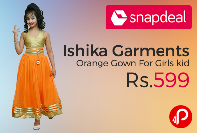 Ishika Garments Orange Gown For Girls kid