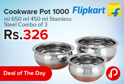 Cookware Pot 1000 ml 650 ml 450 ml Stainless Steel Combo