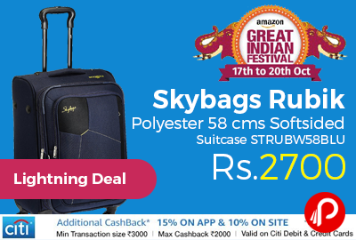 Skybags Rubik Polyester 58 cms Softsided Suitcase STRUBW58BLU