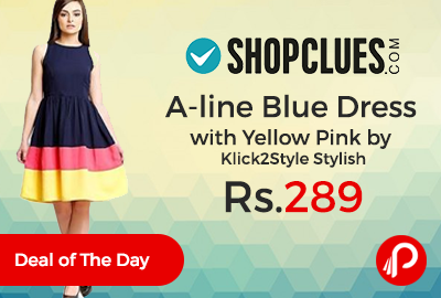 A-line Blue Dress with Yellow Pink