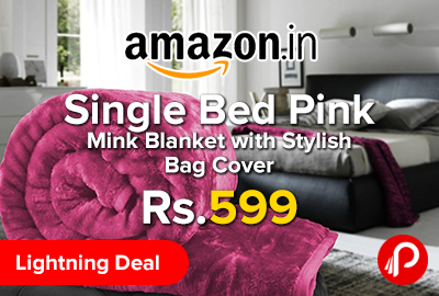 Single Bed Pink Mink Blanket with Stylish Bag Cover