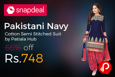 Pakistani Navy Cotton Semi Stitched Suit