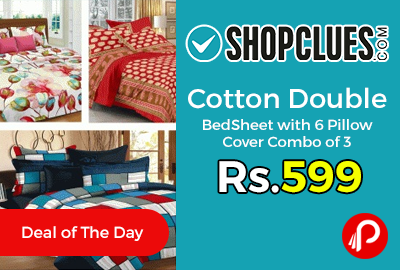 Cotton Double BedSheet with 6 Pillow Cover Combo of 3