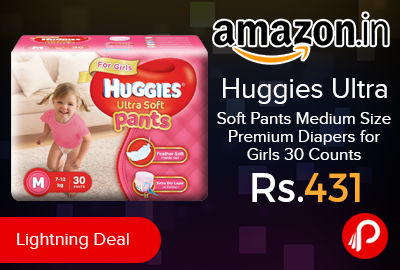 Huggies Ultra Soft Pants Medium Size Premium Diapers for Girls 30 Counts