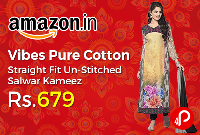 Vibes Pure Cotton Straight Fit Un-Stitched Salwar Kameez