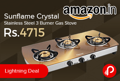 Sunflame Crystal Stainless Steel 3 Burner Gas Stove