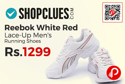 Reebok White Red Lace-Up Men's Running Shoes