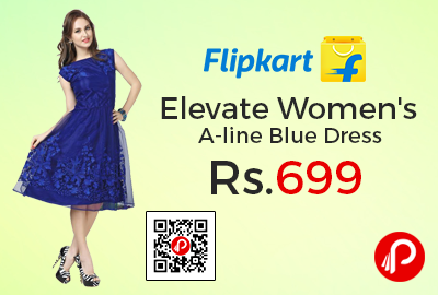 Elevate Women's A-line Blue Dress