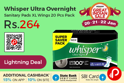 Whisper Ultra Overnight Sanitary Pads XL Wings 20 Pcs Pack