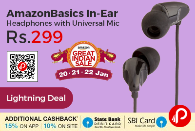 AmazonBasics In-Ear Headphones with Universal Mic